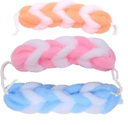 Elecsera Hanging Bath Shower Long Loofah Sponge Pouf Body Scrubber Exfoliator| Bathing Long Loofah for Men and Women| Ultra Soft Bath Sponge Loofah/Scrub(pack of 3)