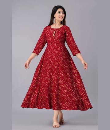 SIPET - Maroon Rayon Women's Anarkali Kurti ( Pack of 1 )