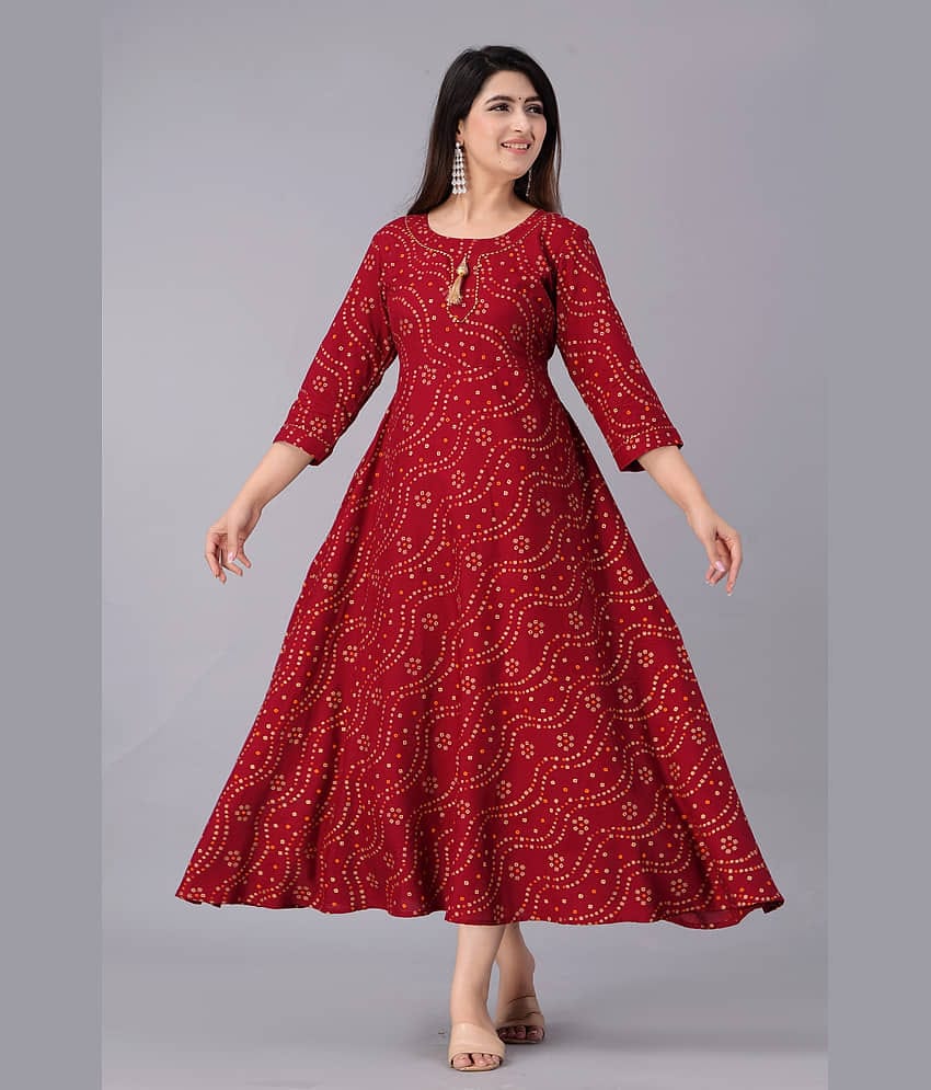 SIPET - Maroon Rayon Women's Anarkali Kurti ( Pack of 1 )