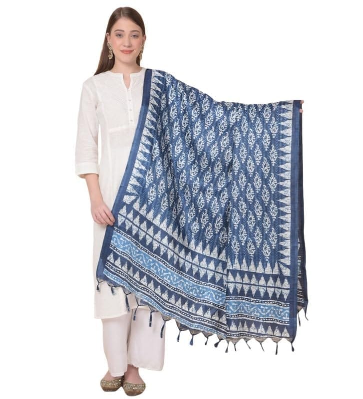 Women's Art Silk Printed Dupatta (Blue)-PID47033
