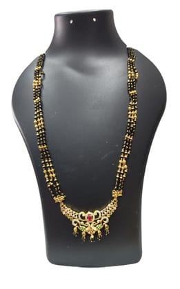 Black Beads Mangalsutra with Gold Plated Pendant for Women