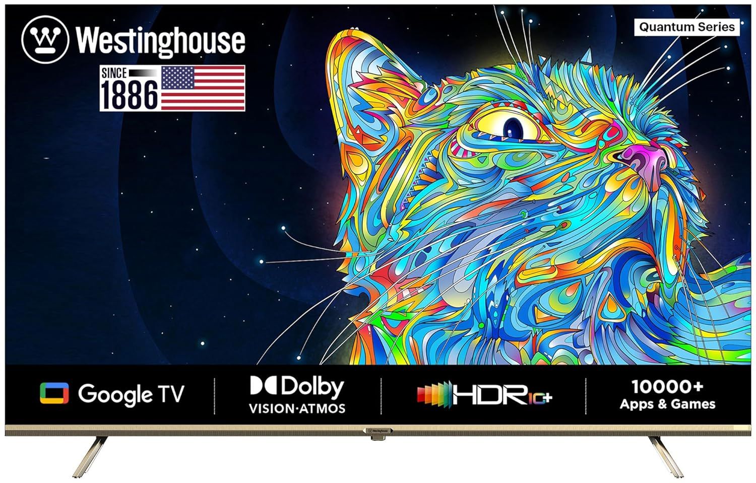 Westinghouse 164 cm (65 inches) Quantum Series Ultra HD LED Google TV WH65GTX50 (Rose Gold) Black