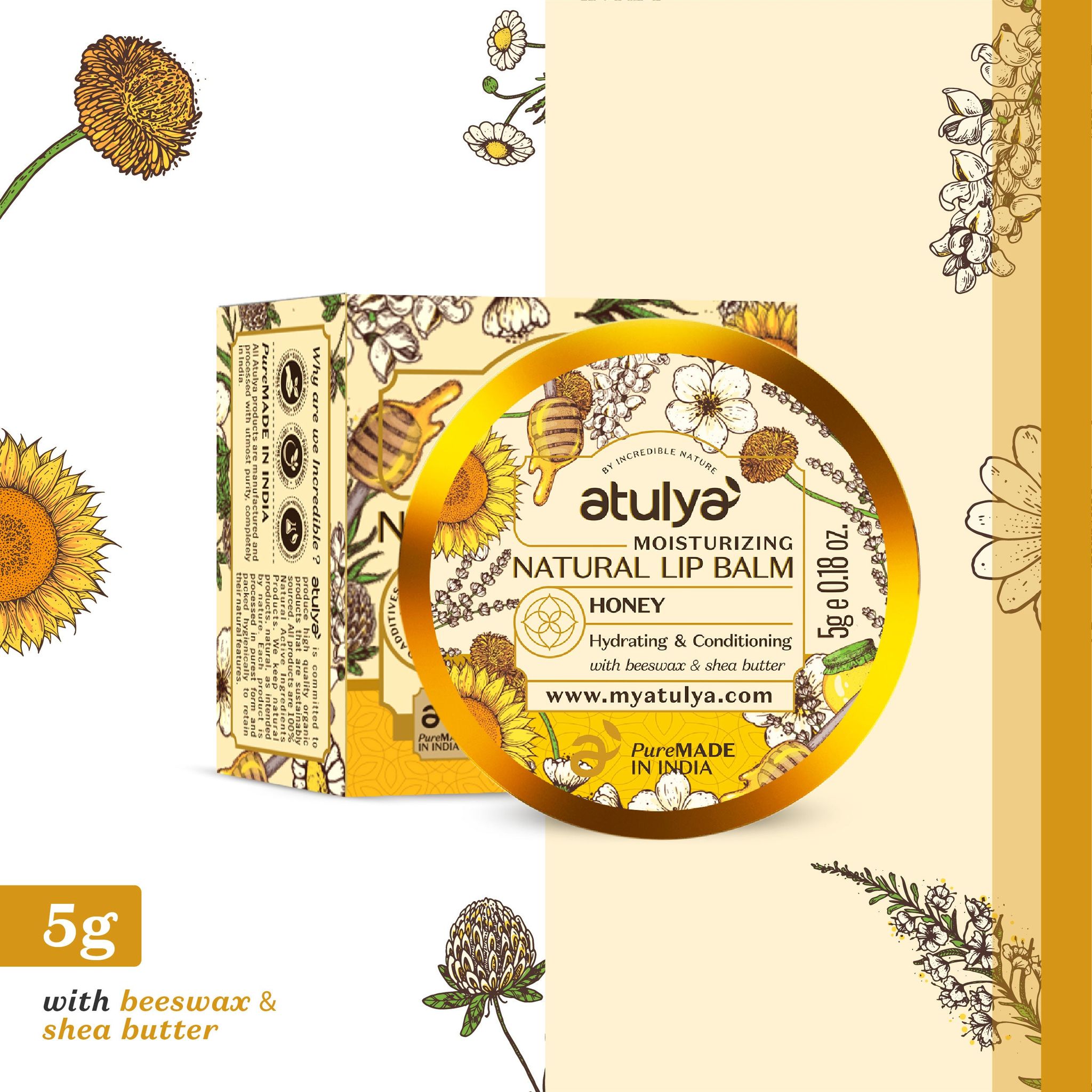 atulya Honey Lip Balm for Hydrating Lips - 5gm
