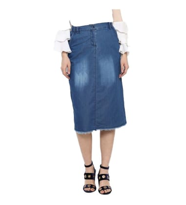Womens Denim Washed Buttoned Skirt Size XL (Blue)
