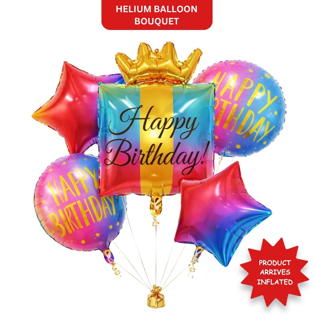 Happy Birthday Multicolor Helium Foil Balloon Set of 5
