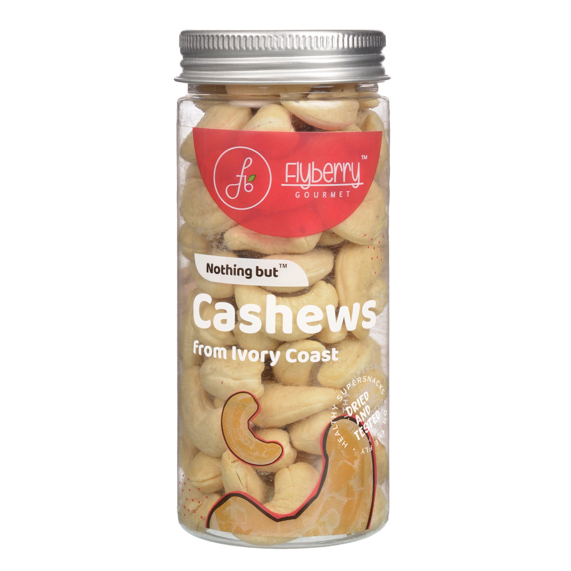 Flyberry Gourmet Premium Whole Cashew W240-Grade, 150g |Glueten free & Plant Protein| Imported from Ivory Coast