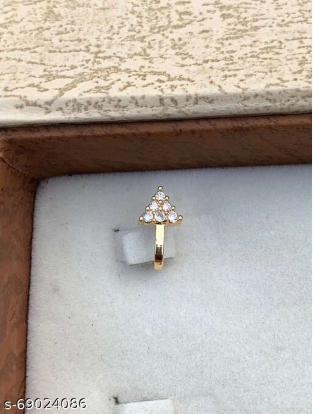 Beautiful Gold Plated Nose Pin Arrow Shape 7 Stone Wedding Nose Ring Fashion Gift Jewellry Pack of 1