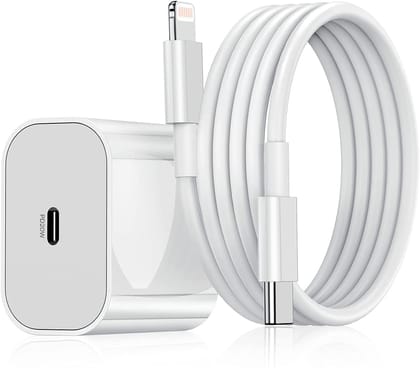 DR VAKU 20W Charger Adapter L Cable Combo Compatible with 14/14Plus/14Pro/14 Pro max/iPhone 13/13 Pro/13 Pro max 12/12 Pro/11/X/Xr- White
