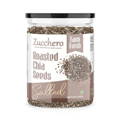 Zucchero Roasted Chia Seed, Lightly Salted, 400g - Tiny Powerhouse | Omega-3 | Weight-loss _ Dry Roasting | Oil-Free| Slow baked Seeds Zucchero Roasted Chia Seed, Lightly Salted, 400g - Tiny Powerhouse | Omega-3 | Weight-loss _ Dry Roasting | Oil-Free| Slow baked Seeds