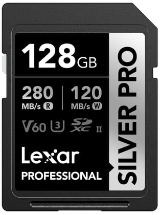 Lexar Professional 128GB Silver PRO SDXC UHS-II Memory Card, C10, U3, V60, Full-HD & 4K Video, Up to 280MB/s Read, for Professional Photographer, Videographer, Enthusiast (LSDSIPR128G-BNNNU) Silver / 128GB