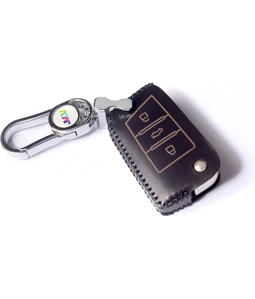 Car Styling Soft Handmade Leather Key Cover Compatible with Skoda Slavia Kushaq Octavia Taigun Tiguan Virtus Kodiaq Superb Folding Key