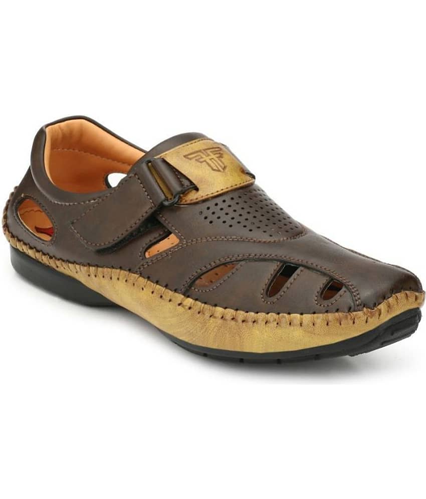 Fashion Victim Brown Faux Leather Sandals