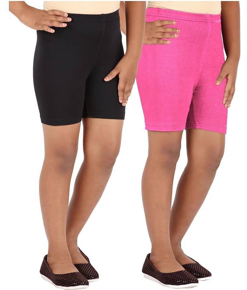 LULA Pack of 2 Girls Cotton Blend Cycling Shorts ( Multicolor )