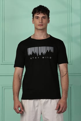 Cotton Black Stay Wild T-Shirt Cotton Black Stay Wild T-Shirt
