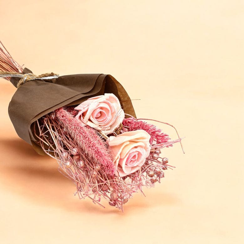 Mini Blush Pink Shola Rose Dried Flower Bouquet 21g Handcrafted Floral Gift for Rustic Decor & Hampers