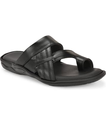 Leeport Black Men's Leather Slipper