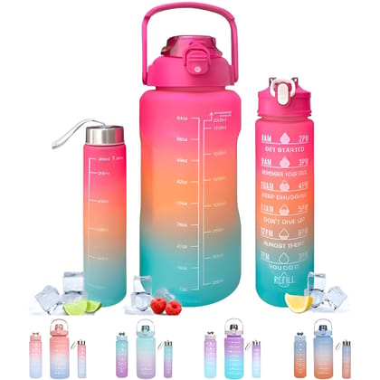 AVENZO Silicone Set Of-3, 2 Liter, 900Ml, 300Ml Bpa-Free Motivational Sipper Water Bottle Adult, Time Marker & Mobile Holder For Online Classes, Office (Pack Of -3 Pcs Combo) (Multi Shades Color) AVENZO Silicone Set Of-3, 2 Liter, 900Ml, 300Ml Bpa-Free Motivational Sipper Water Bottle Adult, Time Marker & Mobile Holder For Online Classes, Office (Pack Of -3 Pcs Combo) (Multi Shades Color)
