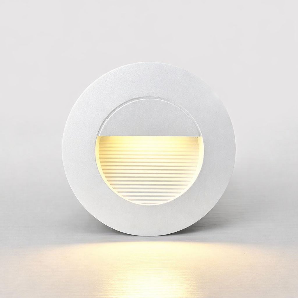 SPARKWORLD Round LED Recessed Step Light | Warm White Indoor & Outdoor Wall Light | White Body Stair & Pathway Light | Colour: 5w_(WithoutSensor)