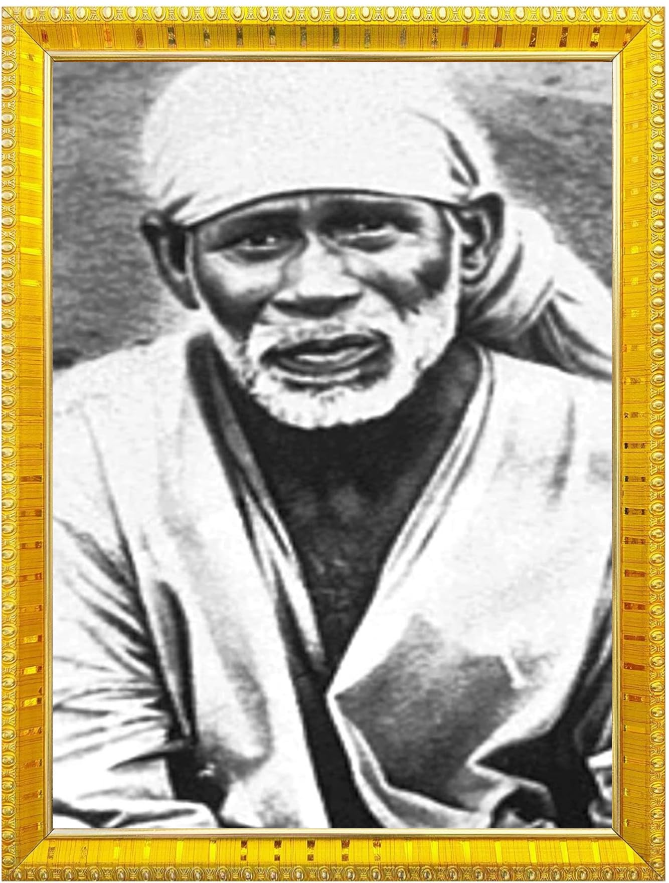 NOKKES Sai Baba Shirdi sai baba photo frame Golden 5X7 Inch Photo Frame_AQW6