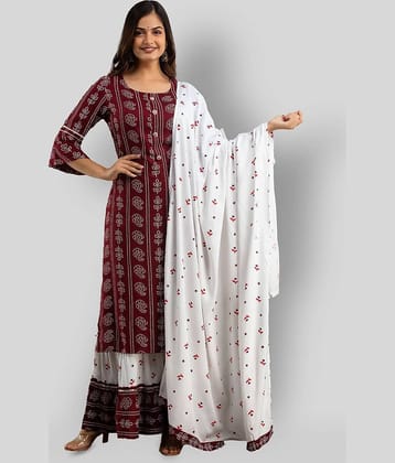 Lee Moda - Red Straight Rayon Women's Stitched Salwar Suit ( Pack of 1 )
