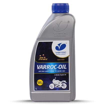 VARROC 20W50 Ester Blend Semi-Synthetic Engine Oil for Bikes, High Friction Modifiers, High Fuel Economy, Ideal for High Performance Bikes- API SN MA2 (1L) VARROC 20W50 Ester Blend Semi-Synthetic Engine Oil for Bikes, High Friction Modifiers, High Fuel Economy, Ideal for High Performance Bikes- API SN MA2 (1L)