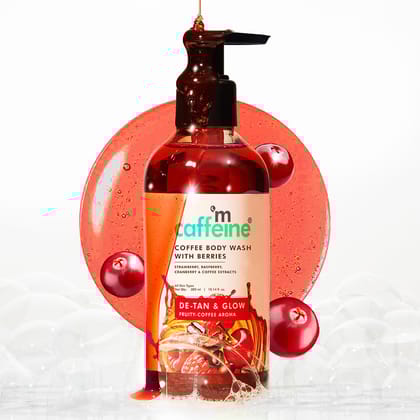 mCaffeine Coffee Body Wash With Berries - 300ML | Tan Removal & Deep Cleansing | Vitamin C Rich Berries for Glowing Skin | Nourishes & Softens Skin | Fruity Fragrance Shower Gel for Men & Women mCaffeine Coffee Body Wash With Berries - 300ML | Tan Remova