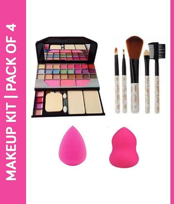 Combo Of 5 pcs Makeup Brush + 2 pc Blender Puff Eye + 1 Shadow Palette | Makeup Kit