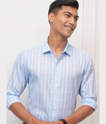 Locomotive 100% Cotton Slim Fit Striped Full Sleeves Men's Casual Shirt - Blue ( Pack of 1 )