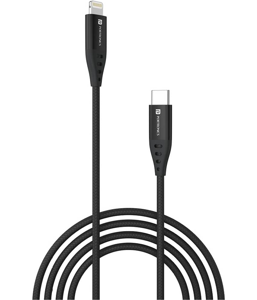 Portronics - Black 3A Lightning Cable 1 Meter