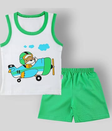 CATCUB Pack of 1 Boys Cotton Blend T-Shirt & Shorts Set ( Green )