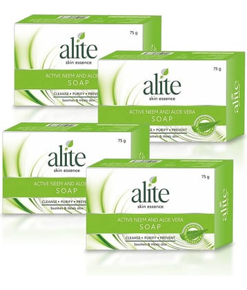 Alite Neem & Aloe Vera Soap Pimple Fighting Soap for Soft & Glowing Skin 75g ( Pack of 4 )
