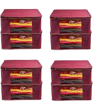 Non-Woven Saree Cover Cloth Storage & Organizer ( Pack of 8 ) Maroon Multi Saree Cover