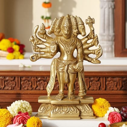 Brass Panchmukhi Hanuman Murti - Temple Quality Idol, Height : 7 Inch (BSMAS1039 F) Brass Panchmukhi Hanuman Murti - Temple Quality Idol, Height : 7 Inch (BSMAS1039 F)