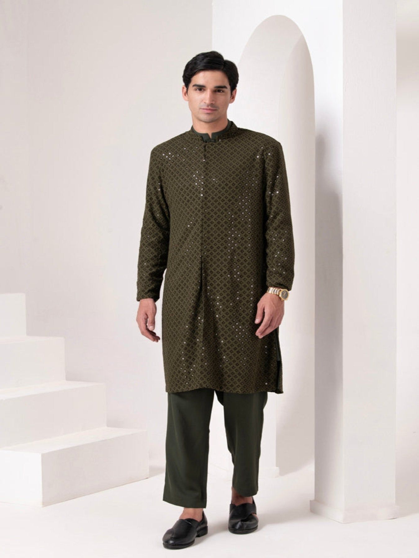 Seq Emb Jacket Kurta 3 Piece Set