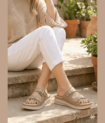 Sir Corbett Beige Women's Open Toe Flats