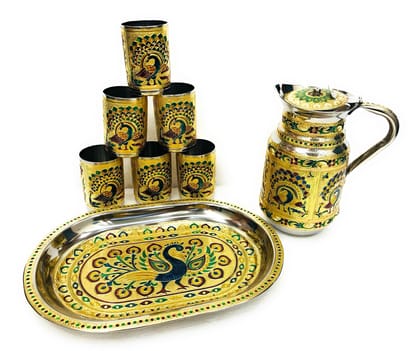 NAVRANG Serving Tray Set Lemon Set Jug Glass Tray Set