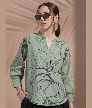 Vishudh Women's Cotton Regular Top ( Green )