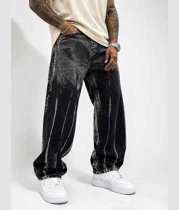 Styzon Loose Fit Acid Wash Men's Jeans ( Black )