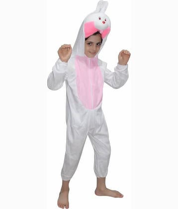 Kaku Fancy Dresses Rabbit Pet Animal Costume -White & Pink, 3-4 Years, For Boys & Girls