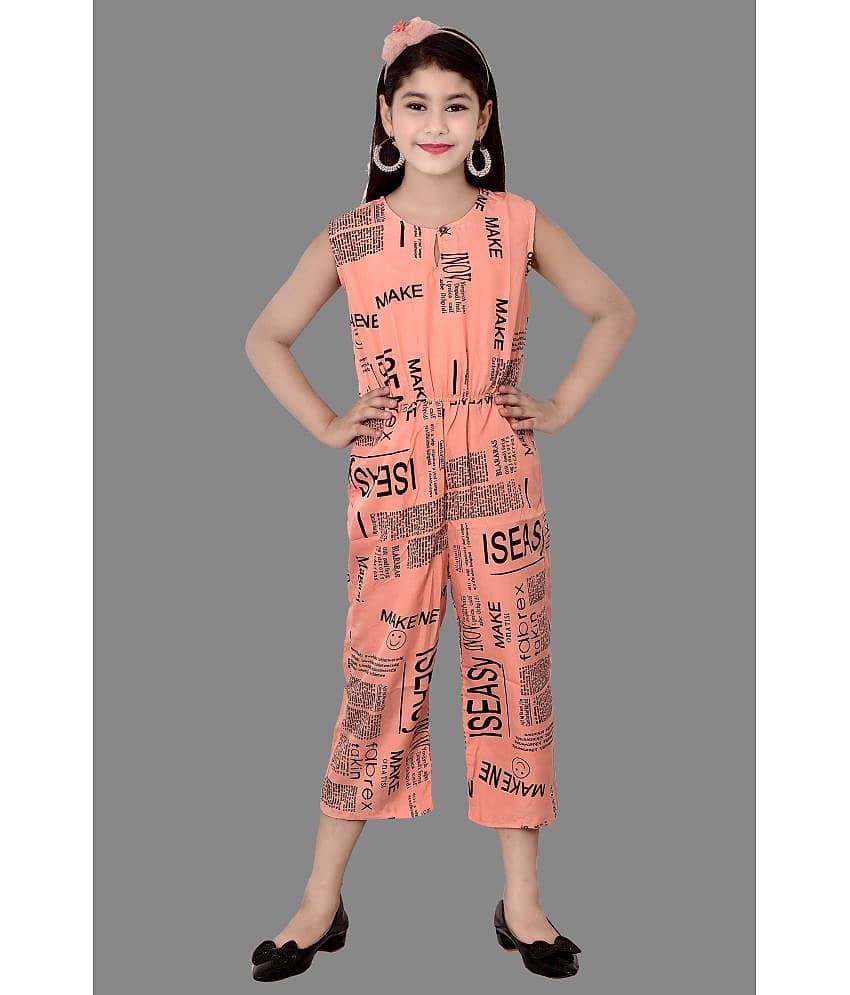 Cherry Tree Girls Crepe Jumpsuit ( Pack of 1 , Orange )