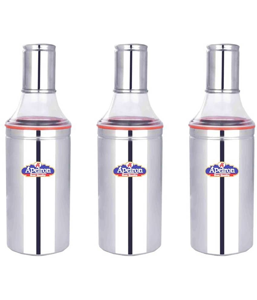 APEIRON MIRROR FINISHING Steel Oil Container/Dispenser Set of 3 1000 mL