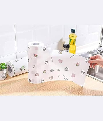 Reusable and Washable Kitchen Printed Tissue Roll Non-stick Oil Absorbing Paper Roll Kitchen Tissue Special Paper Towel Wipe Paper Dish Cloth Cleaning Cloth pack of 1