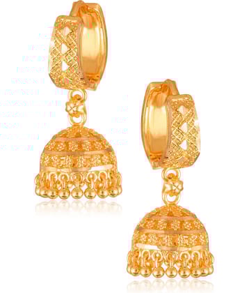 VIVASTRI Golden Jhumki Earrings ( Pack of 1 )