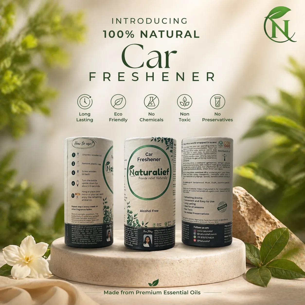Lemongrass Car Freshener | Wooden Diffuser Hanging Pod | Modern Cube Elegance