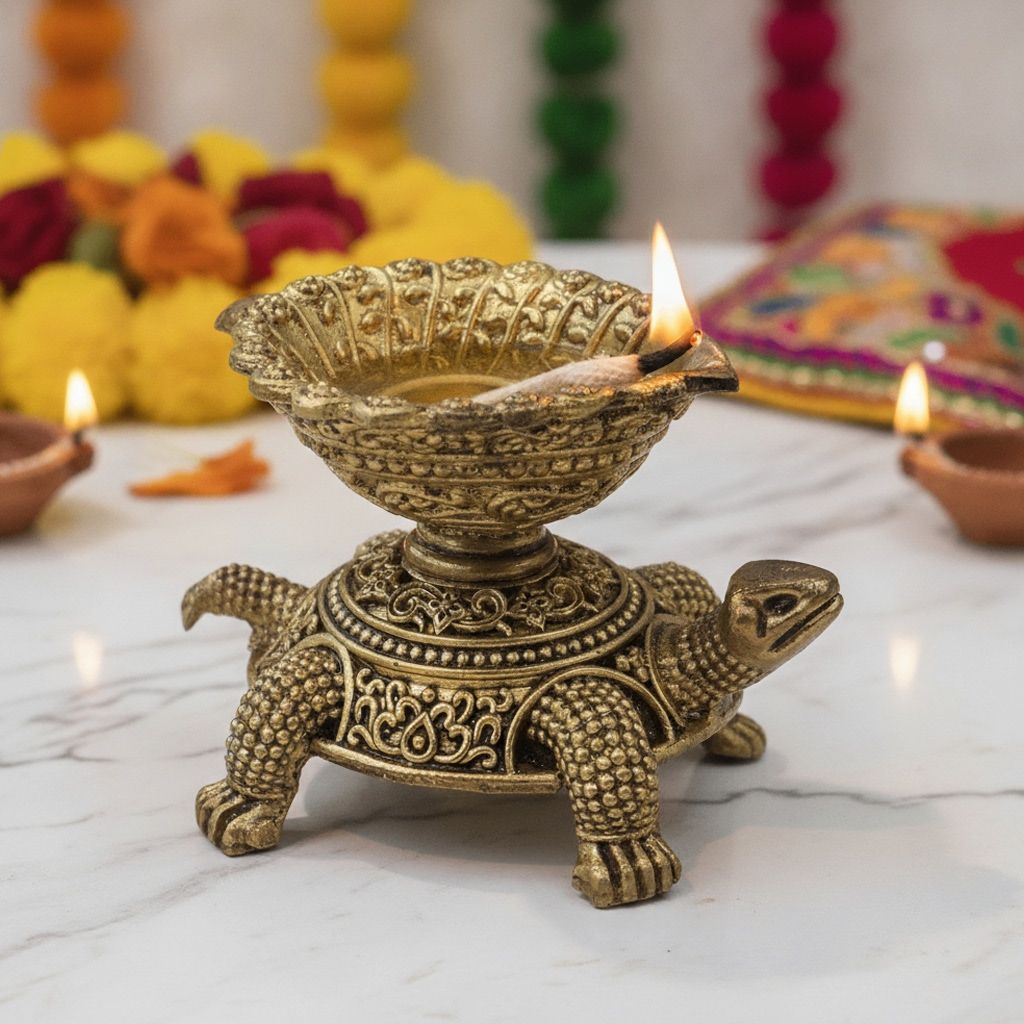 Brass Tortoise Deepak Diya for Pooja & Home Decor, Medium, Height : 2 Inch (BSMAS1821 F)