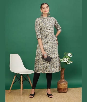 Vbuyz Rayon Printed Straight Women's Kurti - Beige ( Pack of 1 )