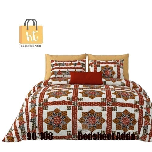 3001-Hometrade India-Standard King Size (90*108 Inches)-Pure Cotton Jaipuri Double Bedsheet With Matching Pillow Cover