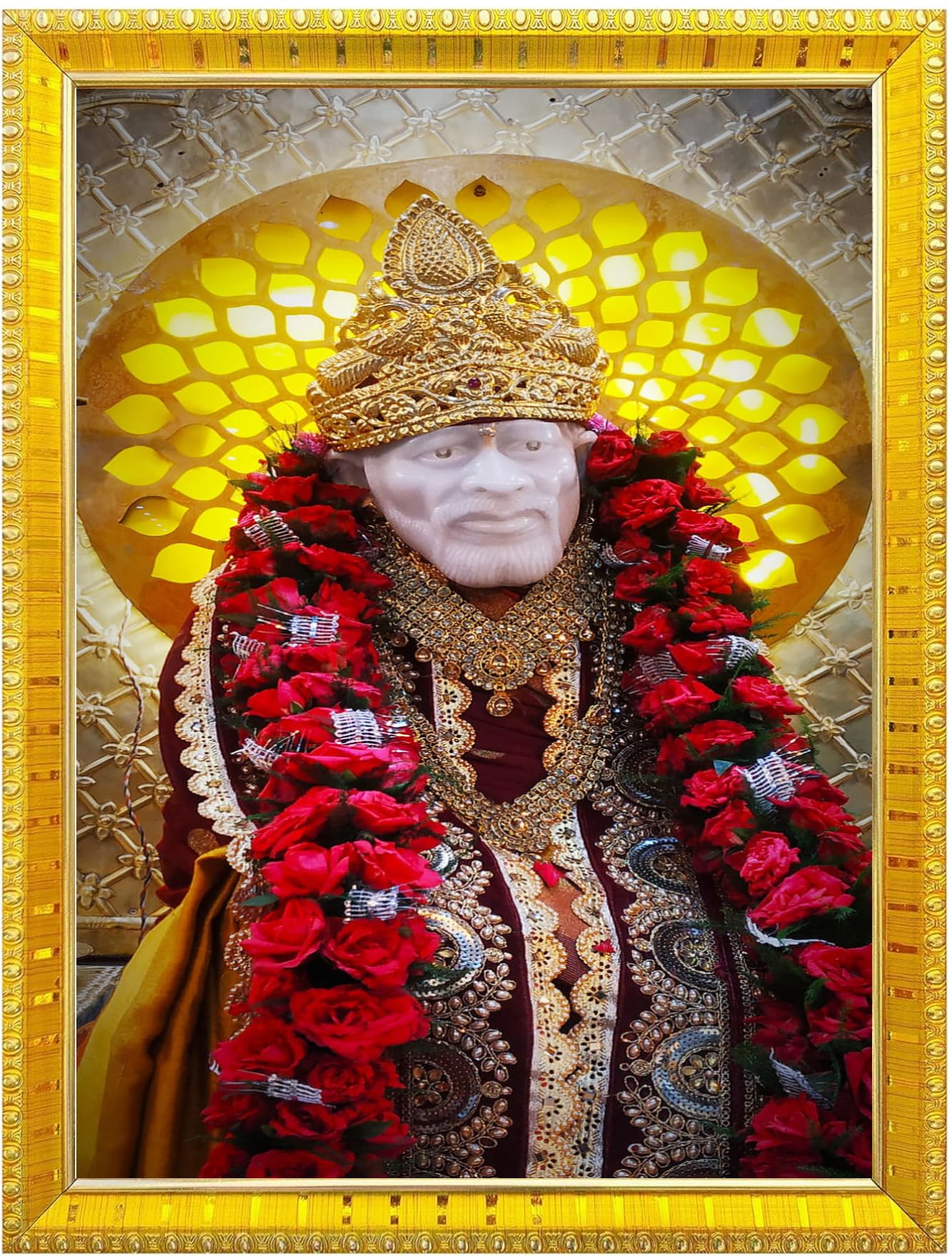 NOKKES Sai Baba Shirdi sai baba photo frame Golden 5X7 Inch Photo Frame_AQW17