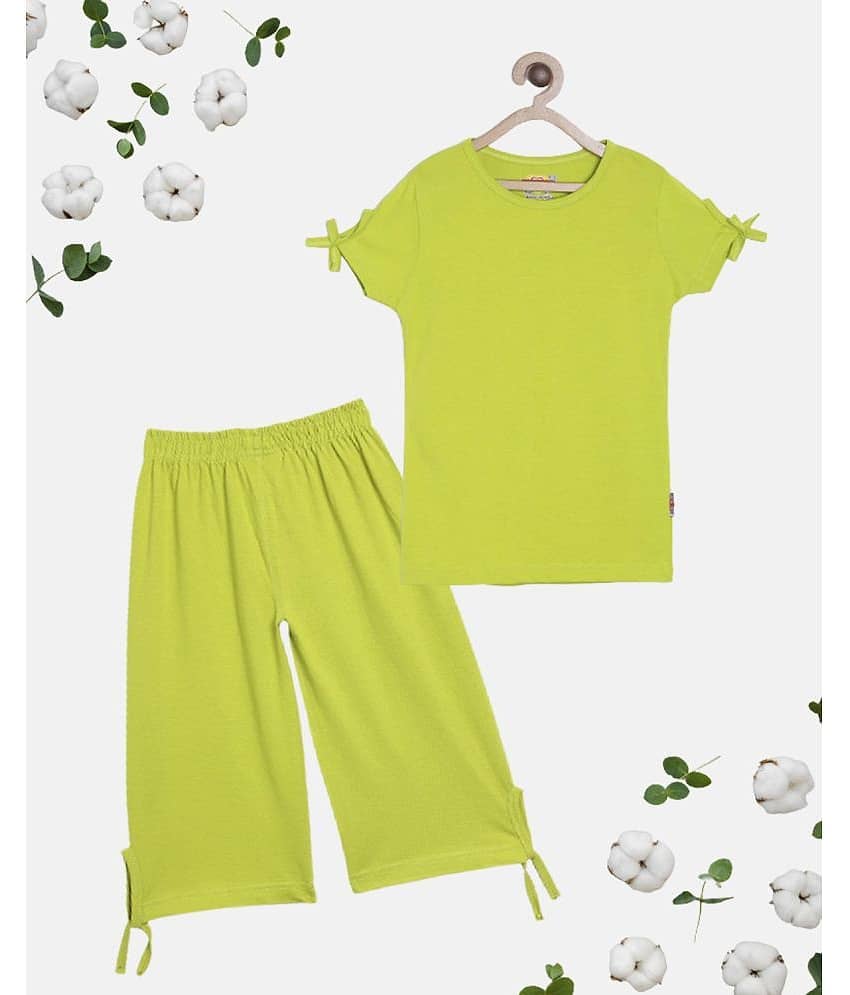 Sini Mini Pack of 2 Girls Cotton Shirt With Capris ( Light Green )