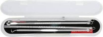 Elecsera 4 Pcs/Set Stainless Steel Pimple Blemish Comedone Acne Extractor Remover Tool Set With Portable Box Easy to Carry (Pack of 4)